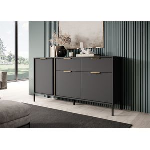 Meubella - Dressoir Loren - Antraciet - 153 cm - 2 Lades