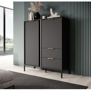 Dressoir Loren - Antraciet - 103 cm - Hoog - ACTIE