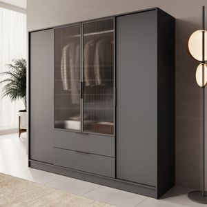 Kledingkast Knox - Grijs - 206 cm