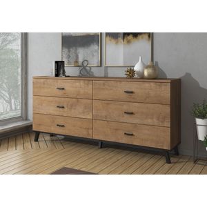 Meubella - Dressoir Jenny - Eiken - Zwart - 181 cm