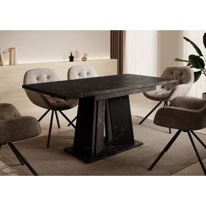 Eetkamertafel Delilah - Zwart marmerlook - 160 cm - Uitschuifbaar