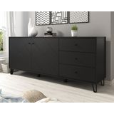 Dressoir Barlo - Mat Zwart - 183 cm