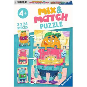 Grappige Monsters Puzzel (3 x 24 stukjes) - Mix&Match Ravensburger Puzzel voor kinderen vanaf 4 jaar