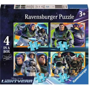 Disney Lightyear Vier puzzels (12+16+20+24 stukjes), 19 x 14 cm