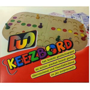 Keezbord Keezenspel Duo - Houten Bordspel voor 2 Personen - Compleet met Speelbord, Pionnen en Keezkaarten