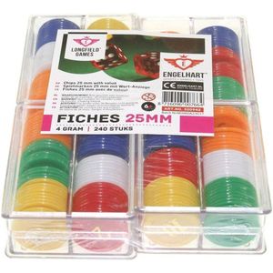 Longfields Pokerfiches - Ø 25 mm in Opbergbox - 240 stuks