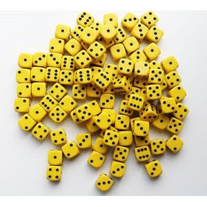 Dobbelstenen 16mm - Geel (100 stuks)