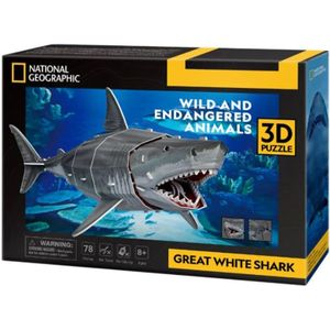 3D Puzzel - National Geographic Witte Haai (72 stukjes)