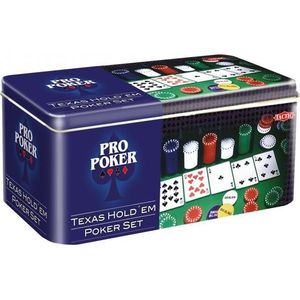 Texas Hold'em Poker Set in Tin - Complete Pro Poker Set for Ages 11+, Includes 200 Chips, 2 Decks of Cards, and Poker Mat