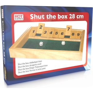 HOT Games Shut the Box DobbelSpel Klein 28x20x3cm - Leuk Spel met 9 Klapcijfers