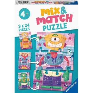 Mix & Match - Schattige Robots Puzzel (3 x 24 stukjes)