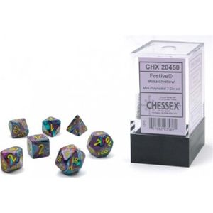 Mini Polydice Dobbelsteen Set Paars / Geel (7 stuks)