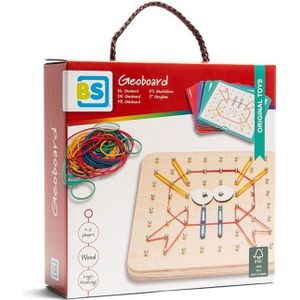 BS Toys Geobord Hout - Kinderspel | Stimuleert creativiteit en fijne motoriek | Geschikt voor kinderen vanaf 3 jaar | 1-2 spelers