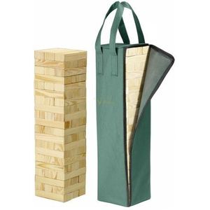 PHILOS Stapeltoren spel XL hout/tas 60x15x15cm - Spannend spel voor het hele gezin - Leeftijd vanaf 6 jaar - Voor 2-6 spelers