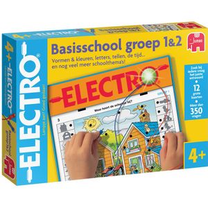 Jumbo Electro Basisschool Groep 1&2 - Leerzaam spel voor 4+ jaar - 1-2 spelers - 12 grote kaarten - 350+ opdrachten op 3 niveaus