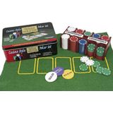 HOT Games Pokerset Texas Hold'em - 200 fiches, 40 mm, tweekleurig, 4 gram - Geschikt voor alle leeftijden en 2+ spelers