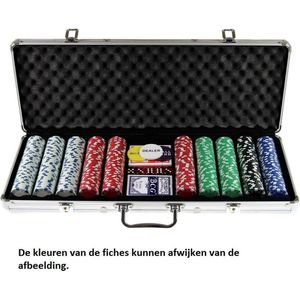 Professionele Poker Koffer Alu 500 Dice-fiches 11 gram - Inclusief 2 Decks Kaarten en 5 Dobbelstenen - Geschikt voor 10 Spelers