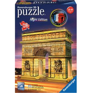 Ravensburger 3D Puzzel Arc de Triomphe Night Edition (216 Stukjes, Triomfboog bij Nacht)