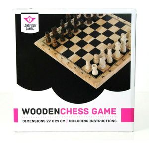 Longfield Games Schaakspel - Houten Uitvoering - 30x30 cm - Inclusief Speelstukken - Koning 60 mm