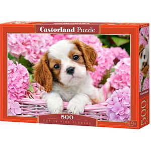 Castorland Legpuzzel Pup In Pink Flowers 500 Stukjes