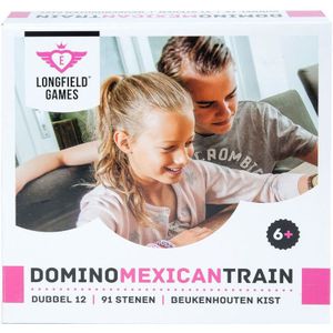 Domino Dubbel 12 - Mexican Train in houten kist