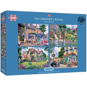 The Gardener's Round Puzzel (4 x 500 stukjes) - Natuurthema, 2000 stukjes