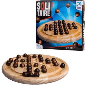 Clown Games Houten Solitaire - Puzzel oplossen met 1 speler vanaf 6 jaar - Inclusief speelbord en 33 knikkers