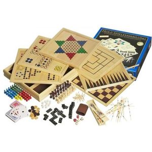 Houten spellen verzameling 100 - Kassette met 100 houten klassiekers voor alle leeftijden en spelers