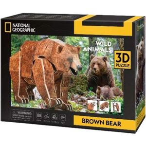 3D Puzzel - National Geographic Bruine Beer (88 stukjes)