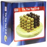 Molenspel TicTacToe 3 D. hout blank/bruin gelakt rond