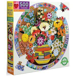 Purple Bird and Flowers Puzzel (500 stukjes)
