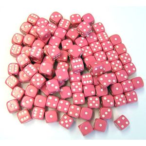 Dobbelstenen 16mm - Roze (100 stuks)