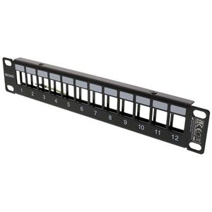Deltaco 10" Keystone patch panel 12 ports 1U metal black
