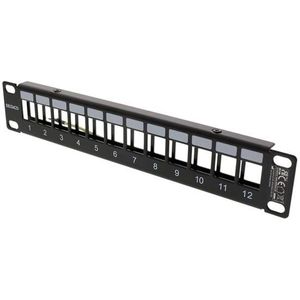 Deltaco 10" Keystone patch panel 12 ports 1U metal black