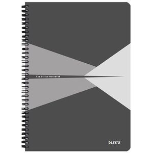 Leitz Notebook Office A4 Squared wirebound with PP cover Grey