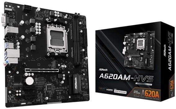 ASRock A620AM-HVS Moederbord - AMD A620A - AMD AM5 socket - DDR5 RAM - Micro-ATX