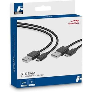 Speed-Link STREAM Play & Charge USB Cable Set 3m - Charging cable for wireless game controller - Sony PlayStation 4