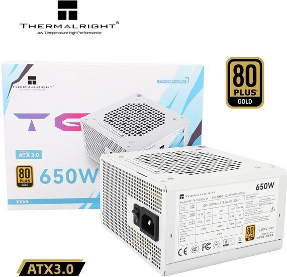 Thermalright TG S (Non-Modular) Wit - Voeding - 650 Watt - 120 mm - ATX 3.0 - 80 Plus 80 PLUS Gold