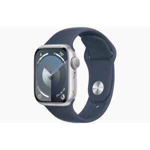 Apple Watch Series 9 GPS 41mm - Silver Aluminium Case with Storm Blue Sport Band - M/L