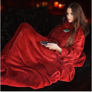 MikaMax Snugs Original Deluxe - Rood - XL - Fleece Deken - Met Mouwen - Plaid - Hoodie Deken - Anti-Pluis - 215 x 150 cm
