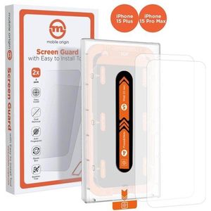Mobile Origin Orange Screen Guard iPhone 15 Pro Max/15 Plus with easy applicator - 2 pack