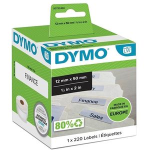 DYMO LW Ophangmap Labels 12mm x 50mm Rol van 220 Gemakkelijk te verwijderen zelfklevende labels voor LabelWriter labelmakers Authentiek