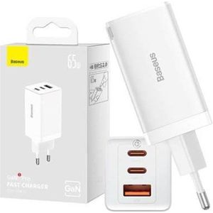 Baseus Wall charger GaN5 Pro 2xUSB-C + USB 65W (white)