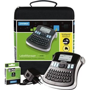 DYMO LabelManager 210D Handheld Label Maker Kit QWERTY Toetsenbord with 12mm Zwart on Wit D1 Labels & Carrying Case
