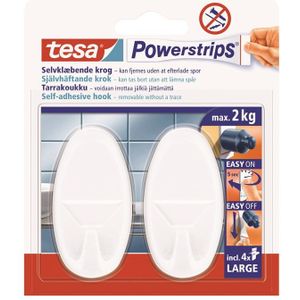 tesa Powerstrips Hooks Large Oval self-adhesive Wit