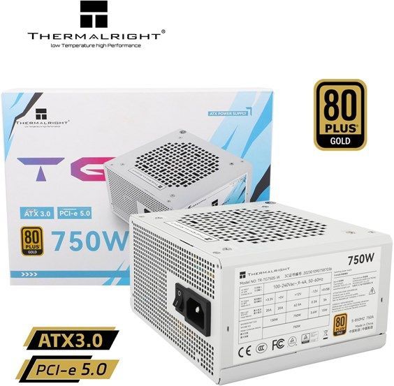 Thermalright TG S (Non-Modular) Wit - Voeding - 750 Watt - 120 mm - ATX 3.0 - 80 Plus 80 PLUS Gold