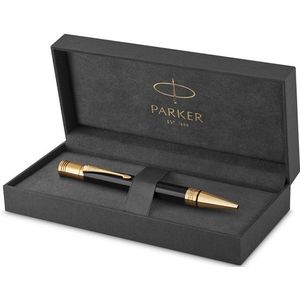 Parker Duofold Ballpoint Pen | Klassiek zwart with Goud Trim | Gemiddeld Point Zwart Inkt Refill | Premium Gift Box