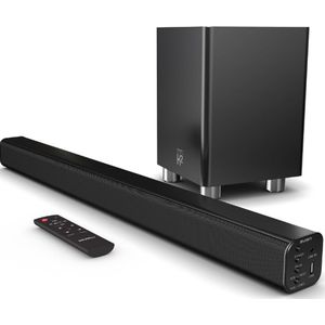 Majority K2 - Soundbar + Subwoofer - Zwart - HDMI ARC - Bluetooth - Optical - USB - 150W