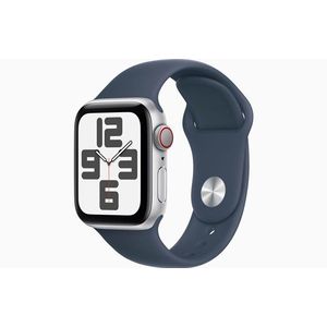 Apple Watch SE (2023) GPS + Cellular 40mm - Silver Aluminium Case with Storm Blue Sport Band - S/M