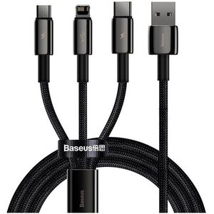 Baseus Tungsten 3-in-1 USB naar Lightning/USB-C/MicroUSB Kabel 1.2M